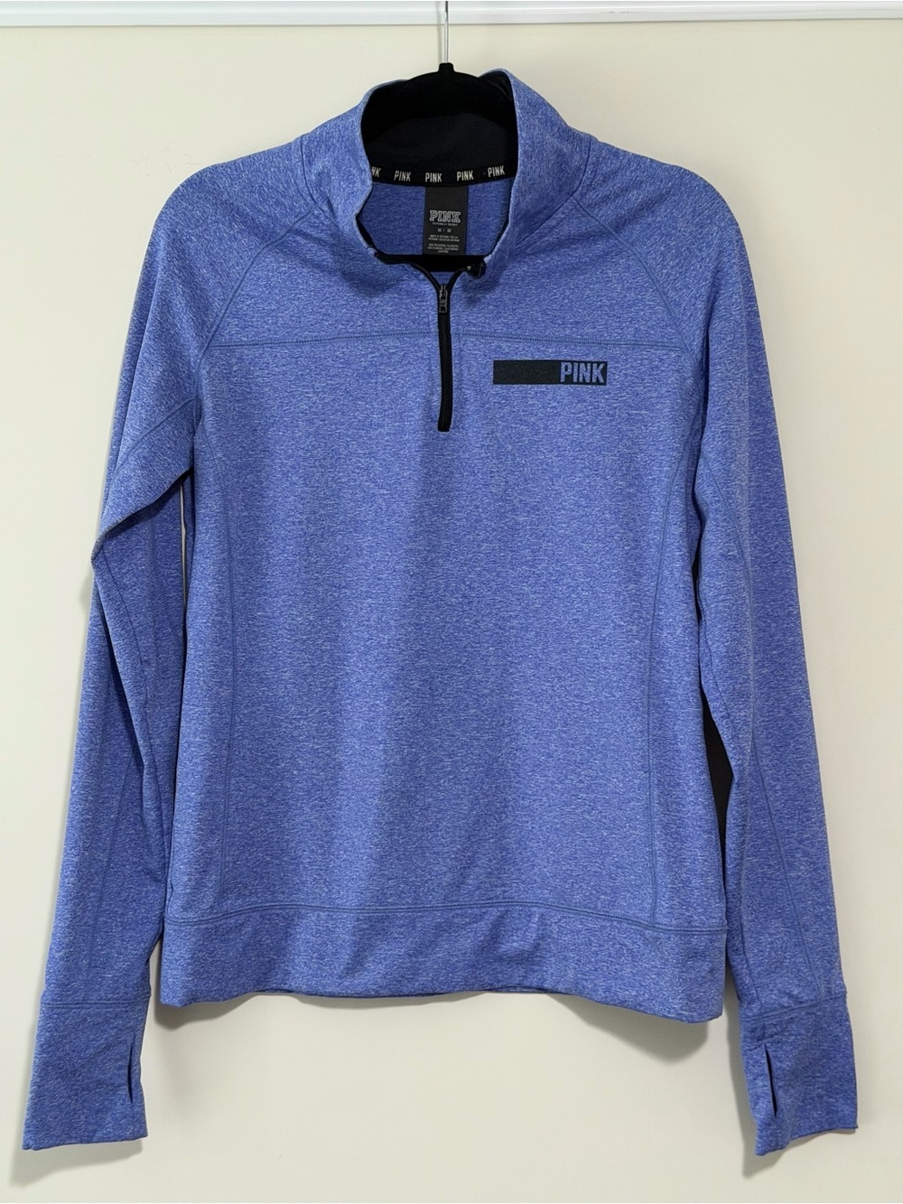 Victoria's Secret PINK Heather Periwinkle Quarter-Zip Pullover